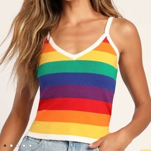 NWT LULUS Color Me Yours Rainbow Striped Sweater
Cami Tank